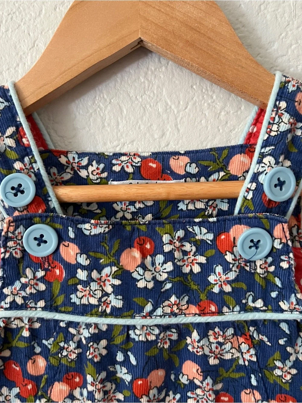 Baby Boden Pinafore Jumper Dress Girls 12-18M Cherry Blossom Corduroy Cotton
